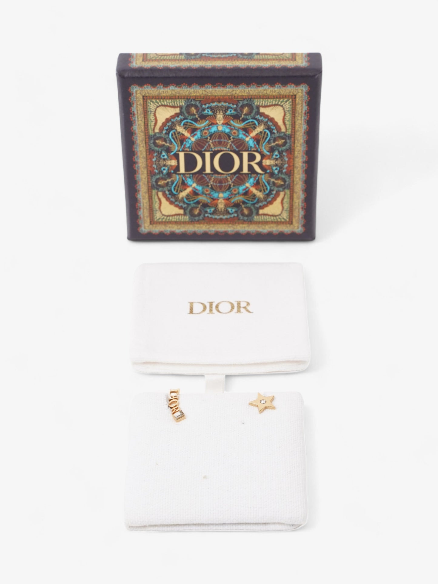 Christian Dior Star Logo Earrings Gold Base Metal