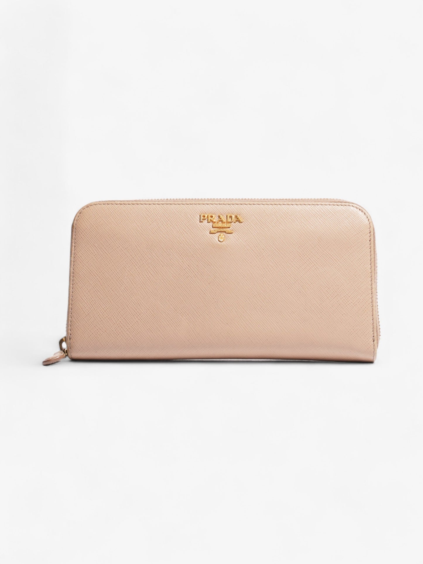 Prada Zip Around Wallet Beige Saffiano Leather