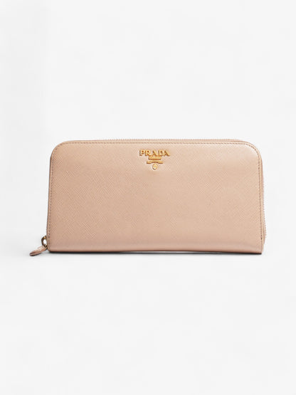 Prada Zip Around Wallet Beige Saffiano Leather