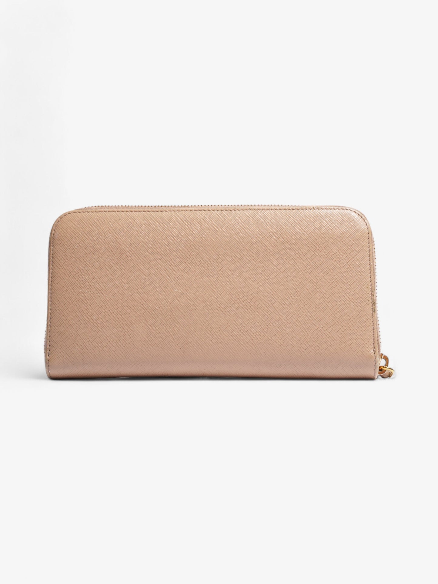Prada Zip Around Wallet Beige Saffiano Leather