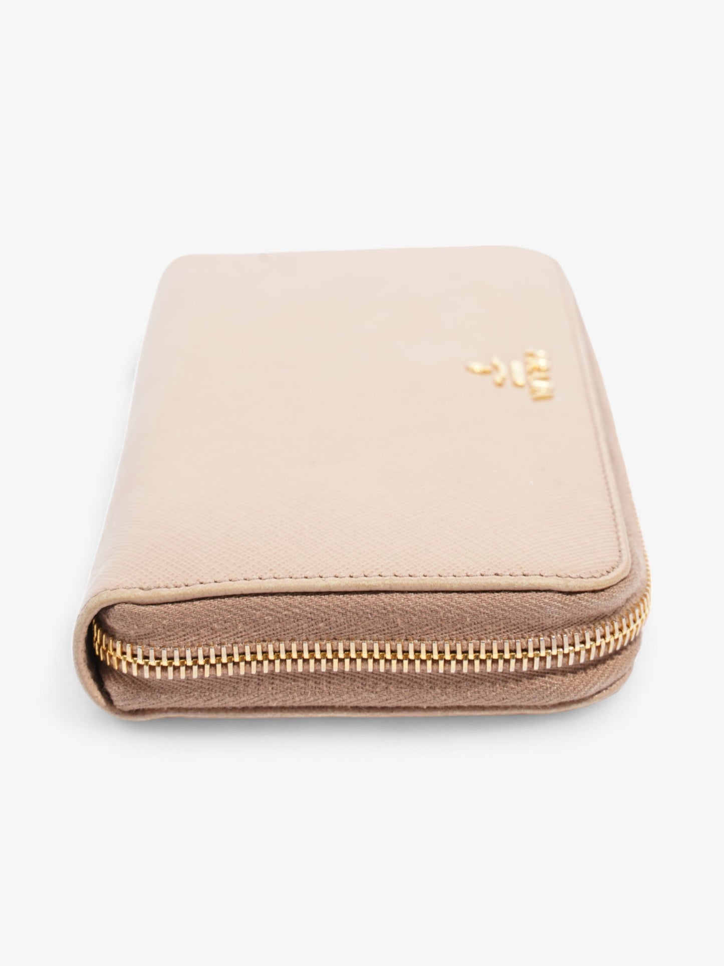 Prada Zip Around Wallet Beige Saffiano Leather
