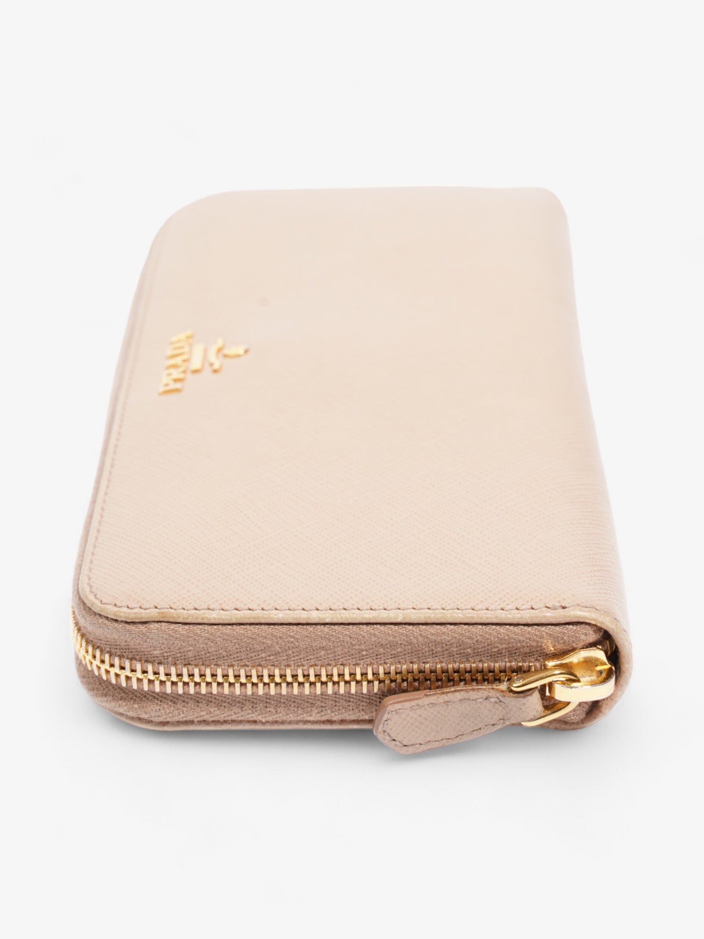 Prada Zip Around Wallet Beige Saffiano Leather
