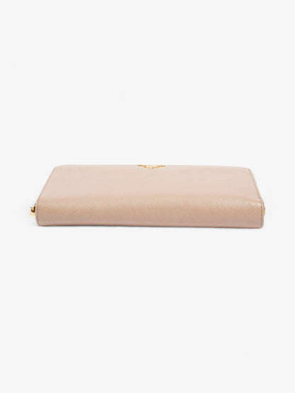 Prada Zip Around Wallet Beige Saffiano Leather