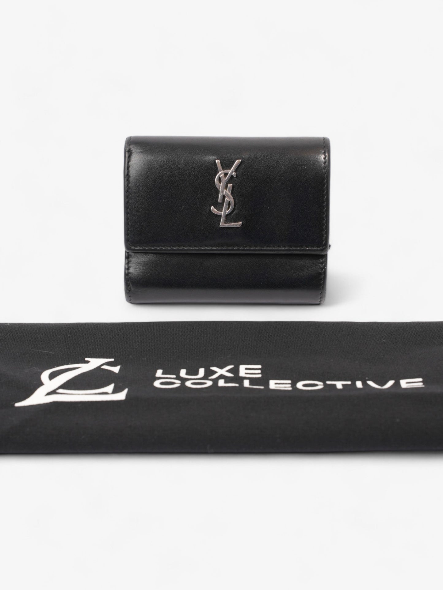 Saint Laurent Monogram Compact Wallet Black / Silver Leather