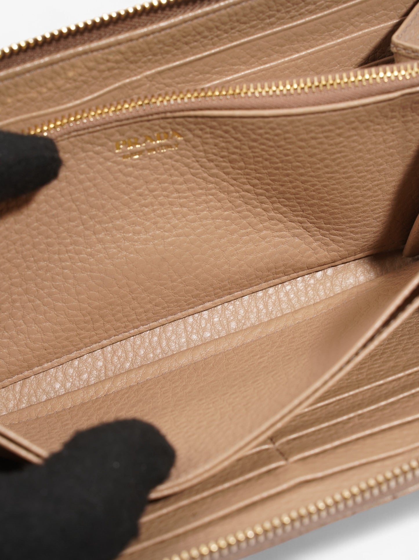 Prada Zip Around Wallet Beige