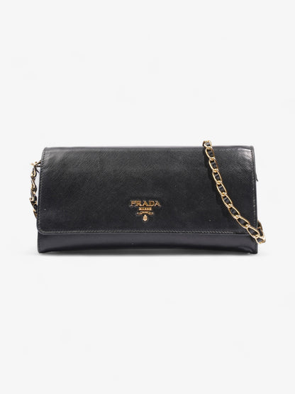 Prada Chain Wallet Black Saffiano Leather