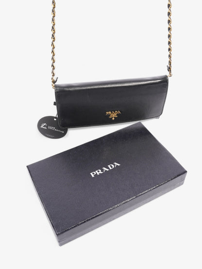 Prada Chain Wallet Black Saffiano Leather