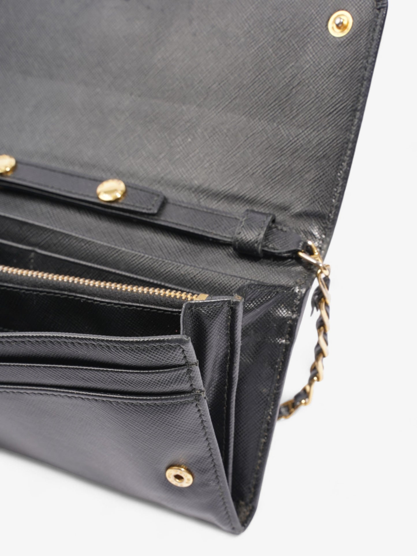 Prada Chain Wallet Black Saffiano Leather