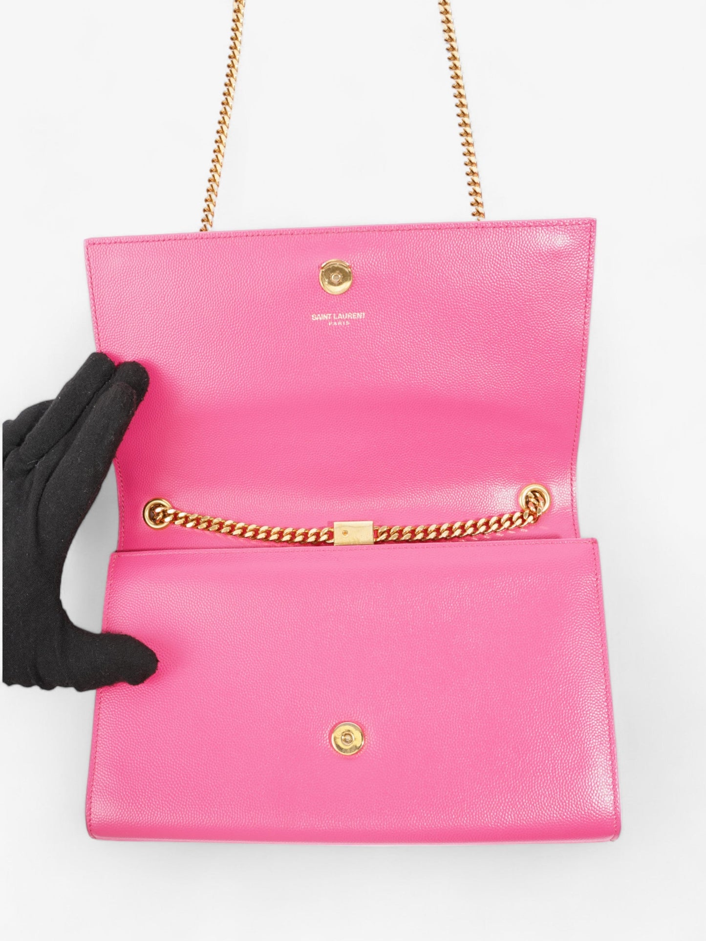 Saint Laurent Kate Neon Pink Grained Leather