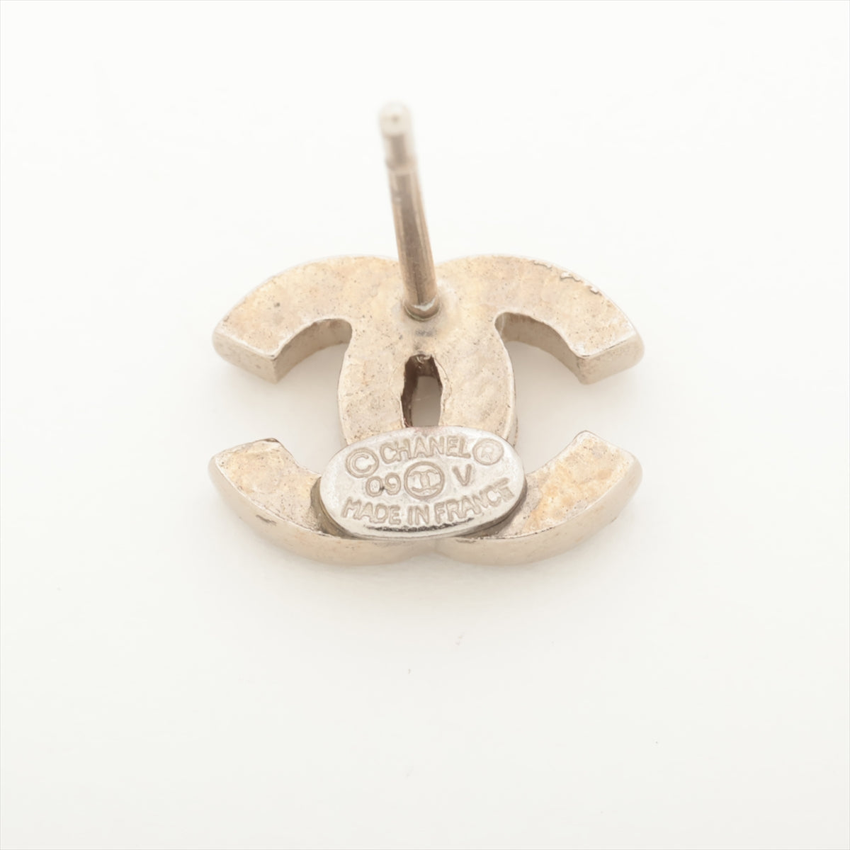 Chanel Coco Logo Rhinestone Silver Stud Earrings Costume Jewellery