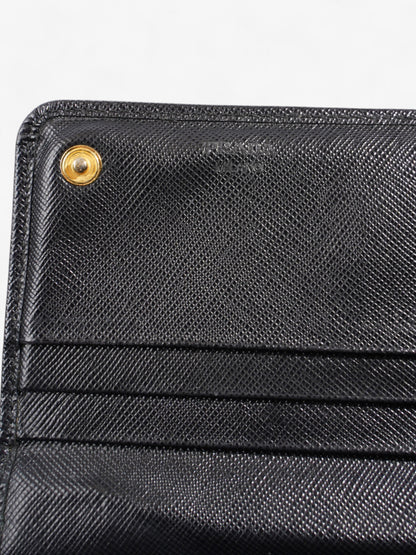 Prada Long Wallet Black Saffiano Leather
