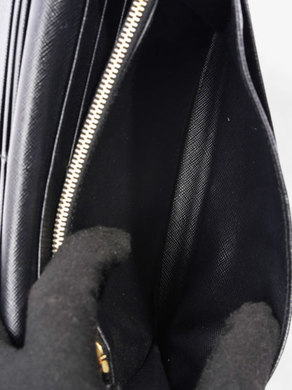 Prada Long Wallet Black Saffiano Leather