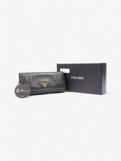 Prada Long Wallet Black Saffiano Leather