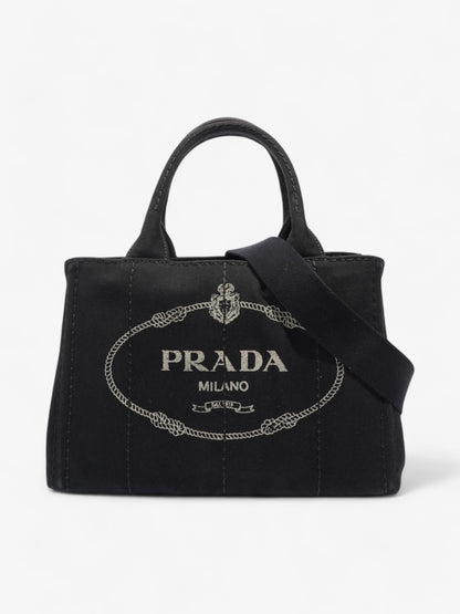 Prada Canapa 2 Way Handbag Black Cotton