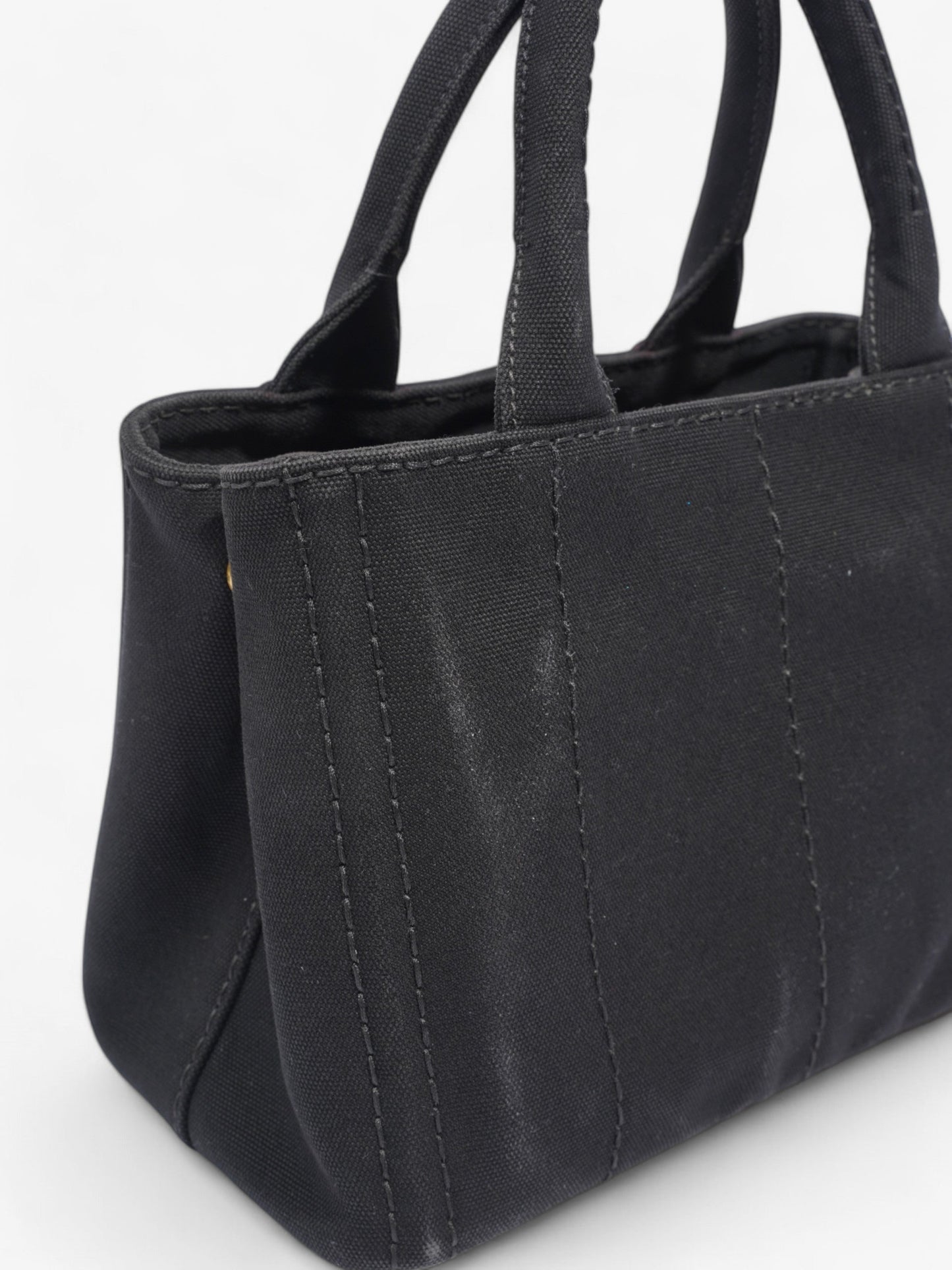 Prada Canapa 2 Way Handbag Black Cotton