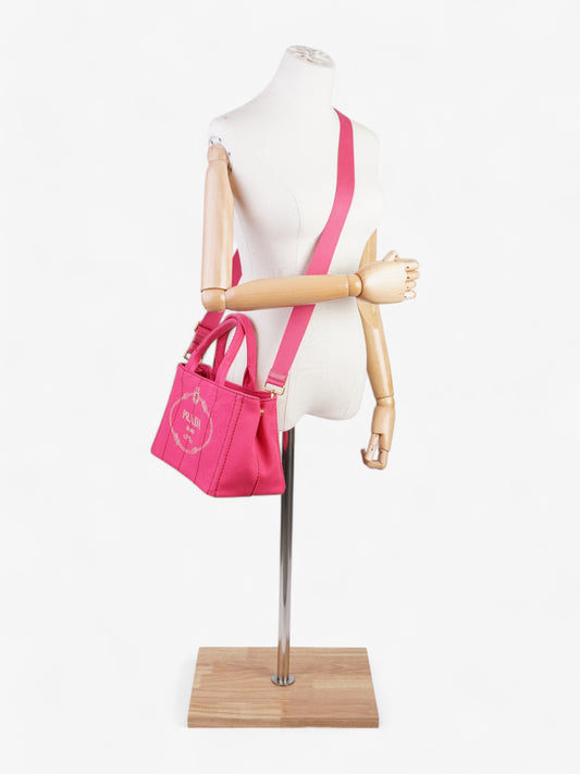 Prada Canapa 2 Way Handbag Pink Cotton
