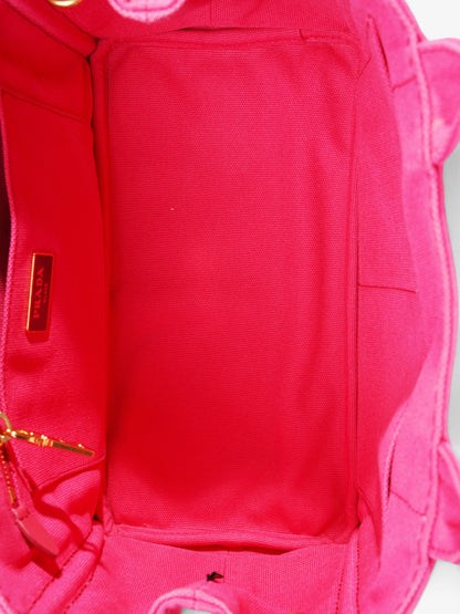 Prada Canapa 2 Way Handbag Pink Cotton