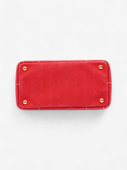 Prada Canapa 2 Way Handbag Red Cotton