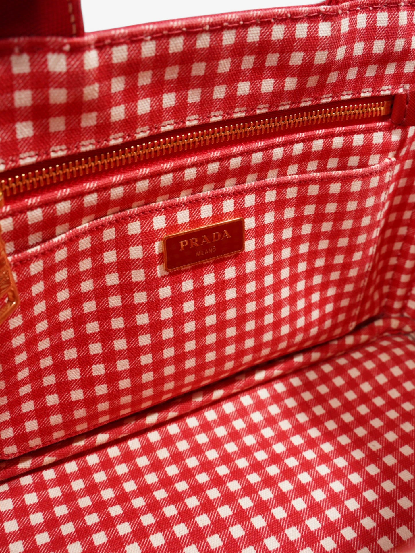 Prada Canapa 2 Way Handbag Red Cotton