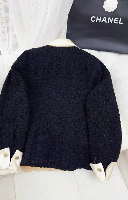 Chanel 21S Black tweed & silk jacket size 40