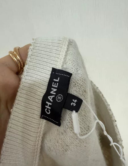 Chanel 23B ecru tweed skirt