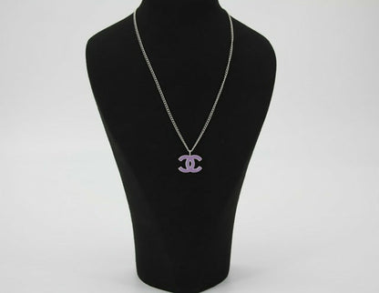Chanel Vintage 04P Enamel Pink Purple CC Necklace