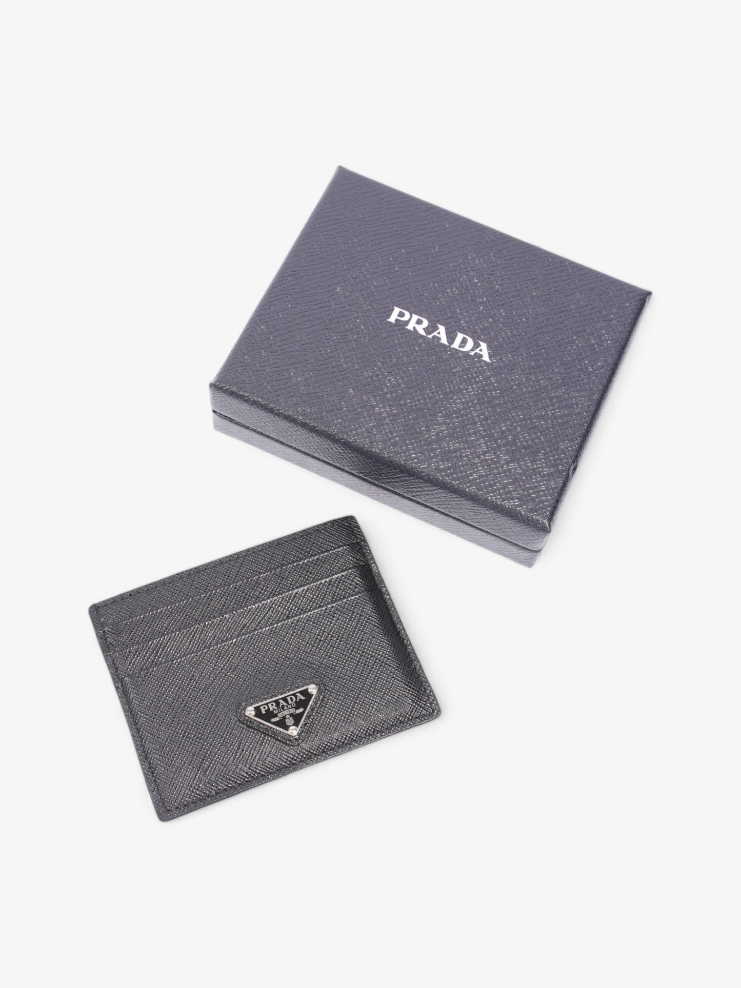 Prada Card Case Holder Black Saffiano Leather
