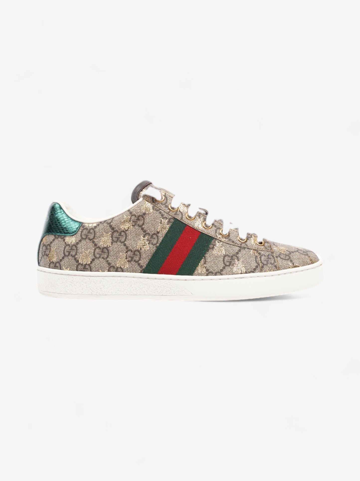 Gucci Ace GG Bee Supreme Sneakers Beige Monogram / Green / Red Canvas EU 38.5 UK 5.5