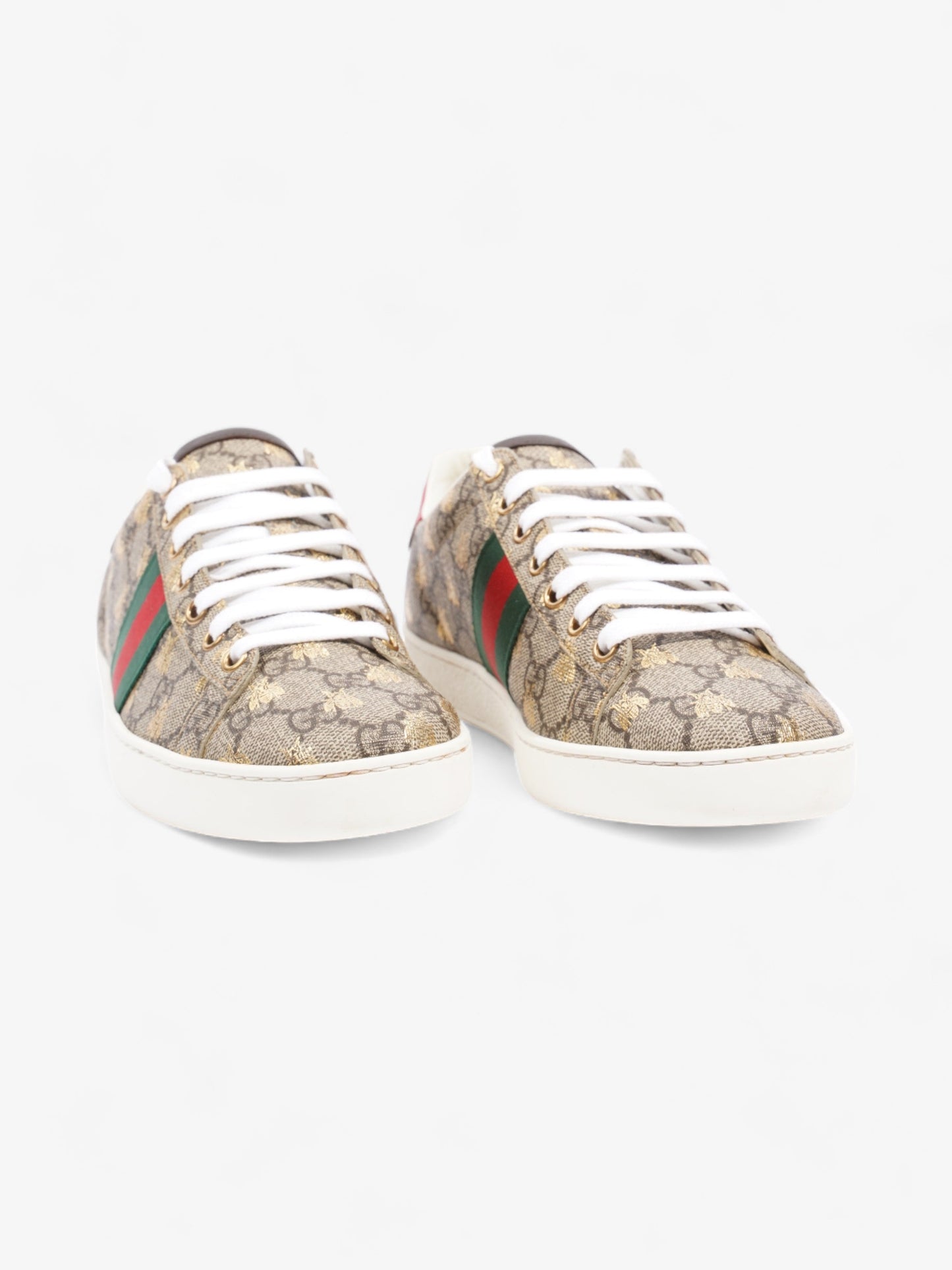 Gucci Ace GG Bee Supreme Sneakers Beige Monogram / Green / Red Canvas EU 38.5 UK 5.5