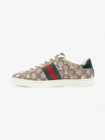 Gucci Ace GG Bee Supreme Sneakers Beige Monogram / Green / Red Canvas EU 38.5 UK 5.5