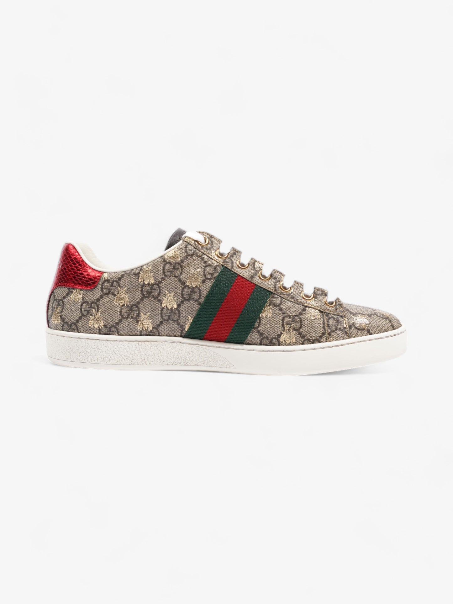Gucci Ace GG Bee Supreme Sneakers Beige Monogram / Green / Red Canvas EU 38.5 UK 5.5