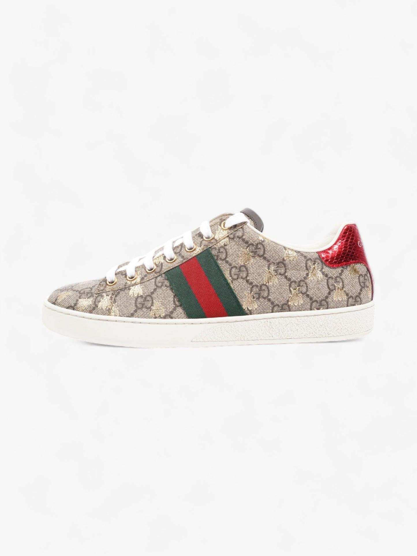 Gucci Ace GG Bee Supreme Sneakers Beige Monogram / Green / Red Canvas EU 38.5 UK 5.5