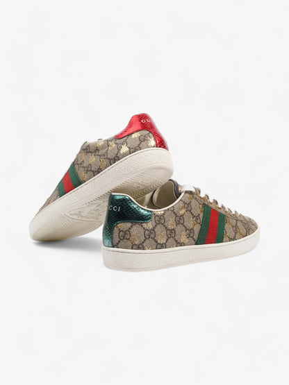 Gucci Ace GG Bee Supreme Sneakers Beige Monogram / Green / Red Canvas EU 38.5 UK 5.5