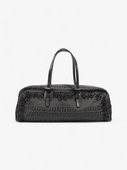 Fendi Embellished Bowler Bag Black Zucca Canvas