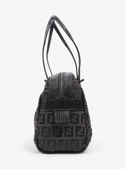 Fendi Embellished Bowler Bag Black Zucca Canvas