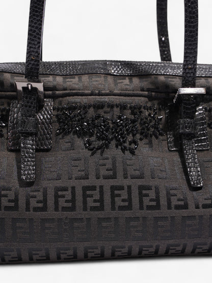 Fendi Embellished Bowler Bag Black Zucca Canvas
