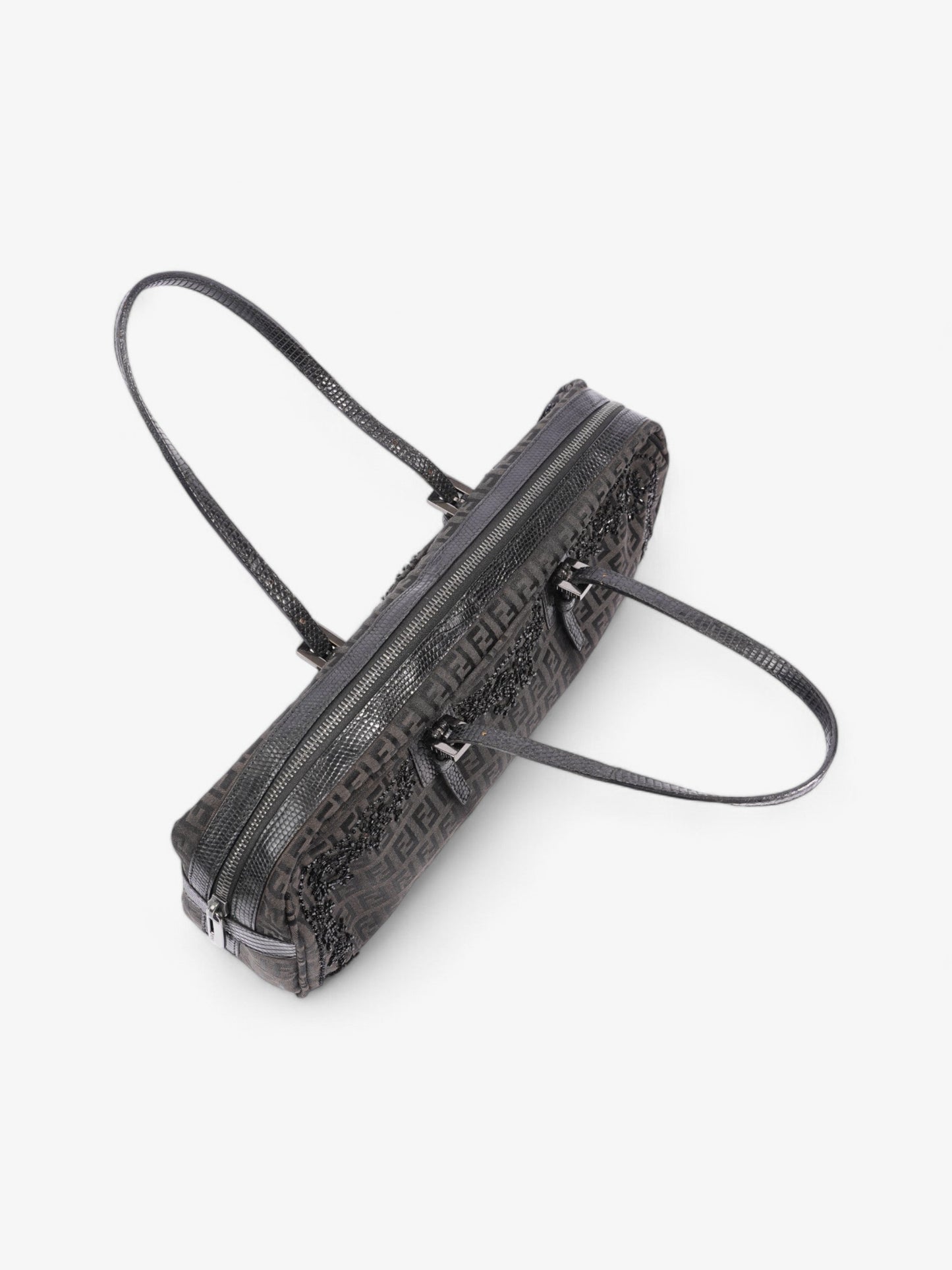 Fendi Embellished Bowler Bag Black Zucca Canvas
