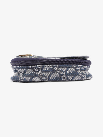 Christian Dior Trotter Saddle Pouch Blue Oblique Cotton