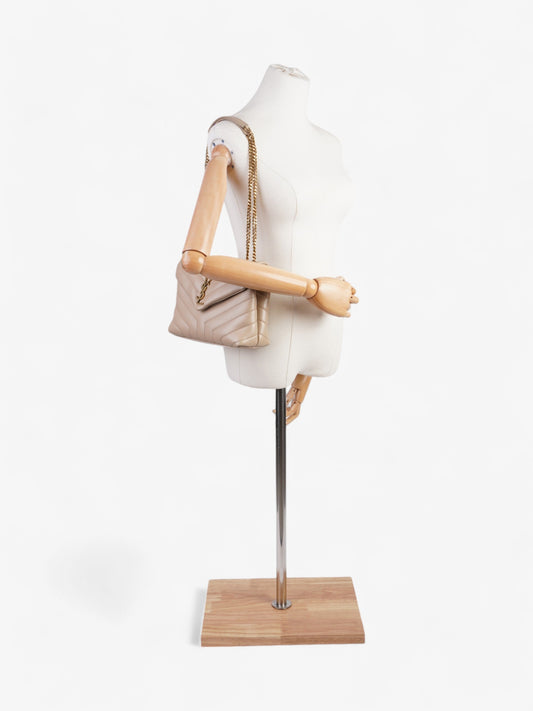 Saint Laurent Lou Lou Dark Beige Calfskin Leather Small