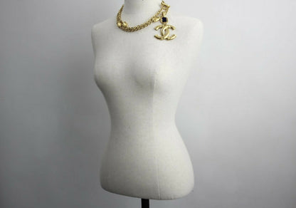 Chanel Vintage 94A Gripoix Blue Gold-plated Necklace