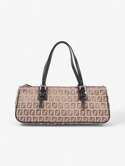 Fendi Zucchino Mini East West Beige / Brown Canvas Small