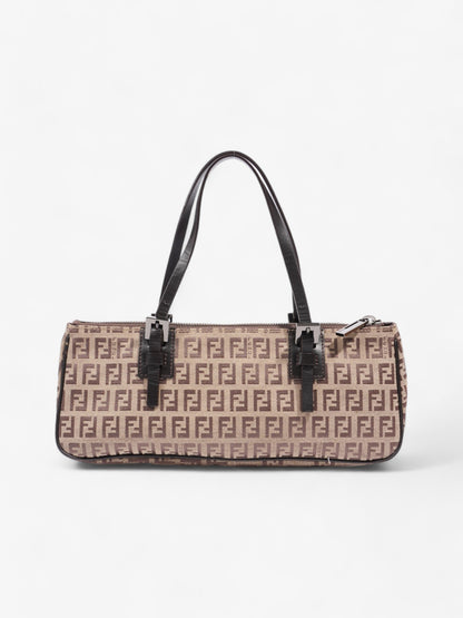 Fendi Zucchino Mini East West Beige / Brown Canvas Small