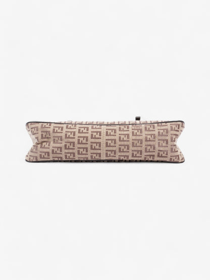 Fendi Zucchino Mini East West Beige / Brown Canvas Small