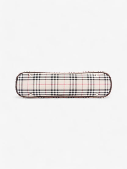 Burberry Hand Bag Check / Brown Coated Canvas