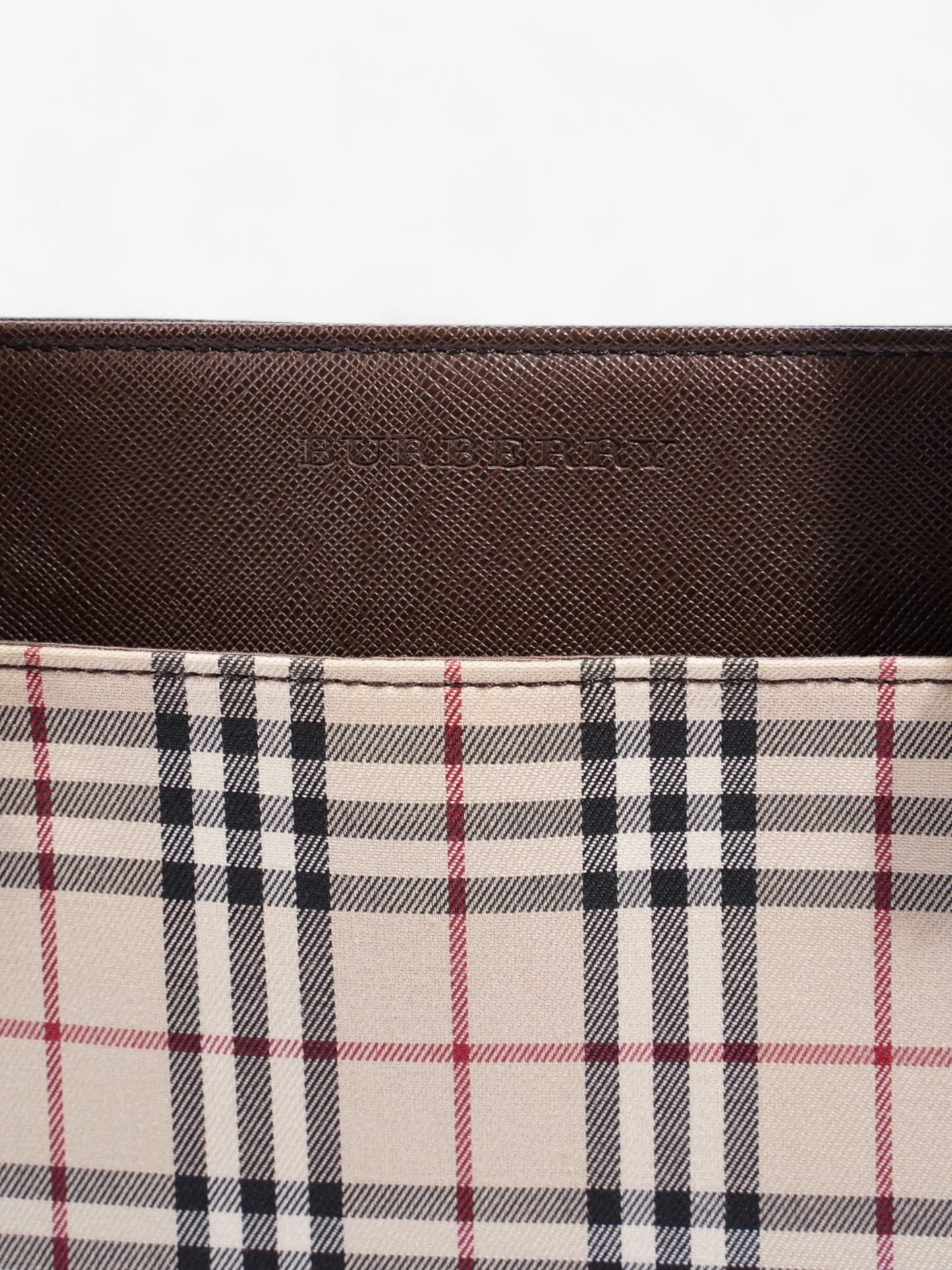 Burberry Hand Bag Check / Brown Coated Canvas