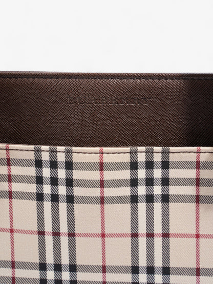 Burberry Hand Bag Check / Brown Coated Canvas