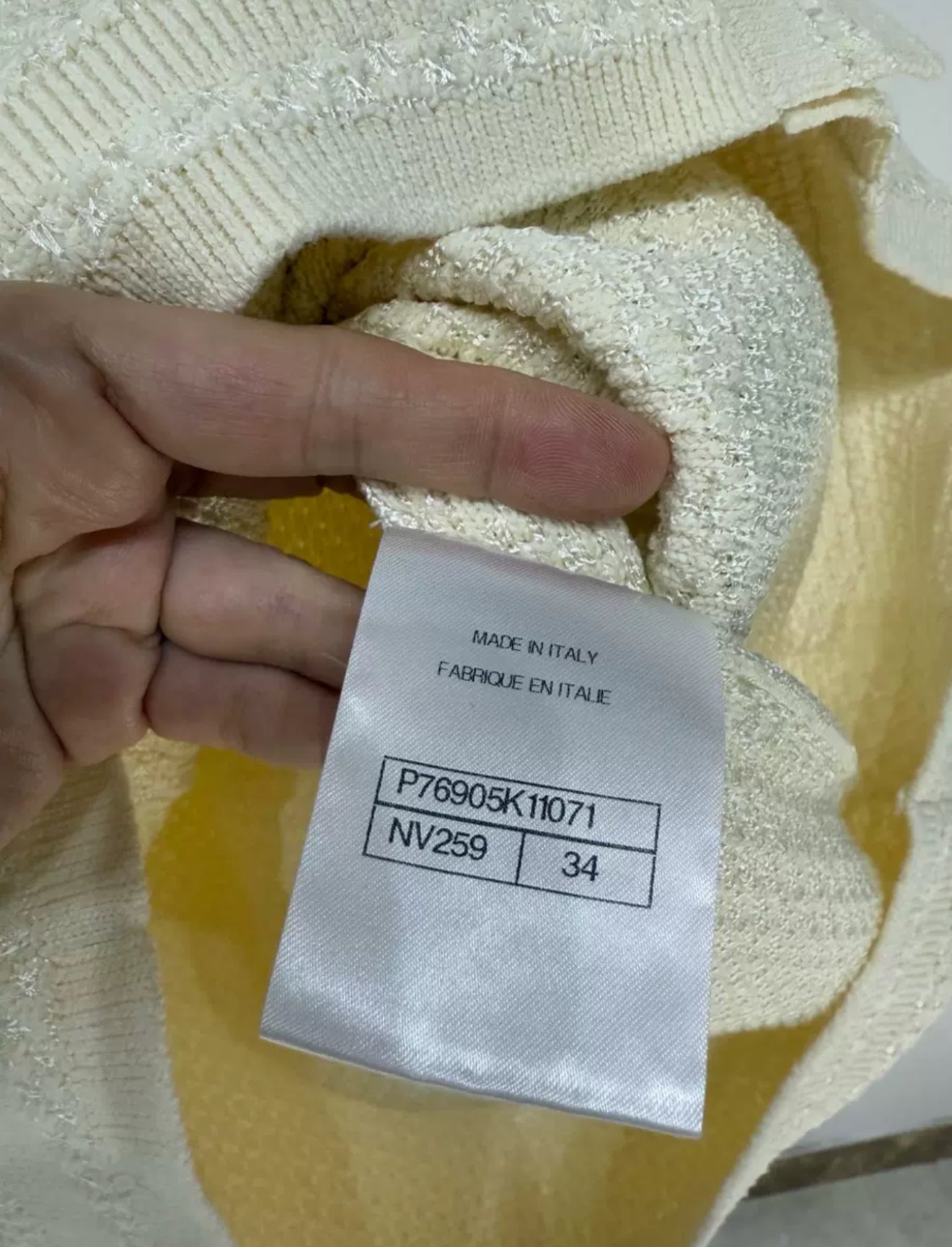 Chanel 24P polo écru & black cardigan