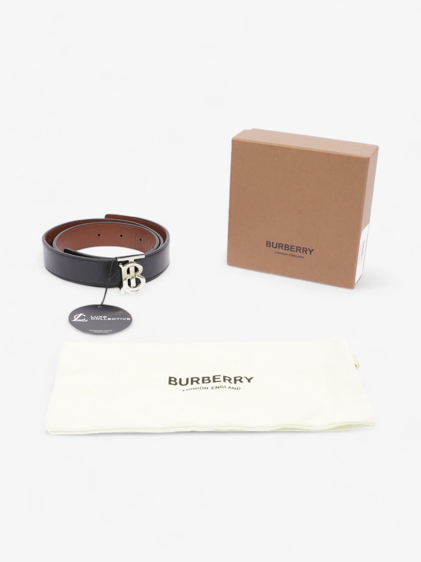 Burberry TB Reversible Belt Black / Brown Leather S