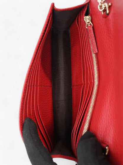 Gucci Dollar Interlocking G Chain Wallet Red Calfskin Leather