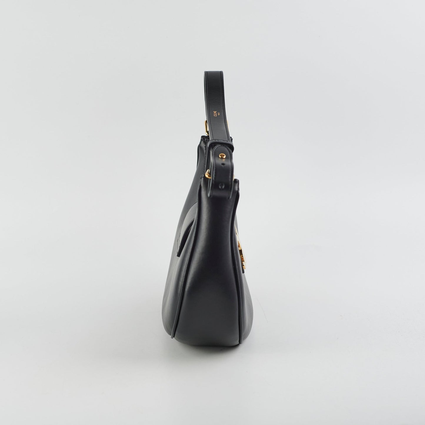 Celine Triomphe Black Calfskin Shoulder Bag